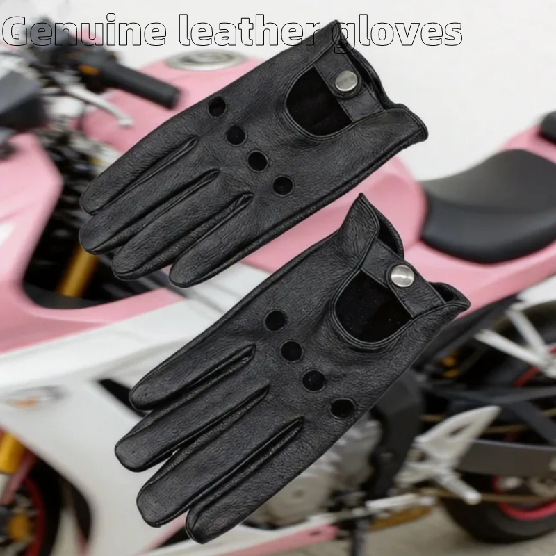 Leather Driving Glove - Guantes de Motocicleta de Cuero Genuino
